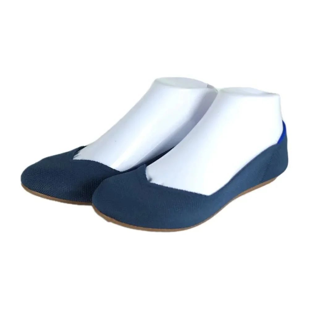 Rothy's Women's The Flat Round Toe US6 Navy Blue Textile Slip On Ballet Flats